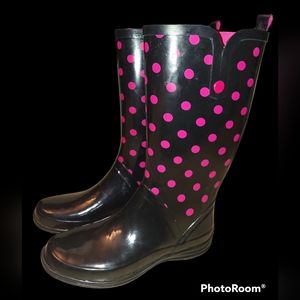 Poka Dot Rain Boots Sz 8